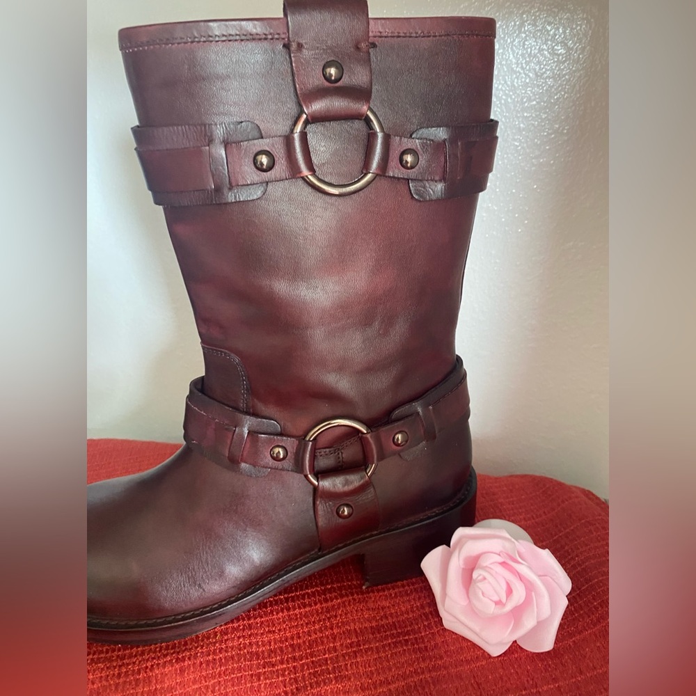 NWT..VINTAGE FOUNDRY BURGUNDY LEATHER BOOTS - Picture 3 of 14